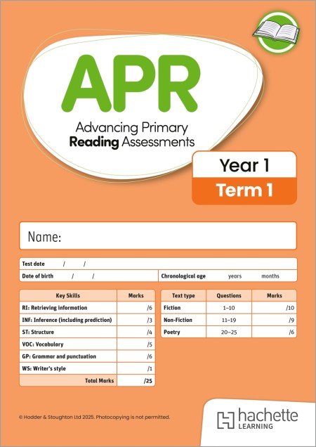 Advancing Primary Reading Assessments, Year 1 Term 1, 10pk